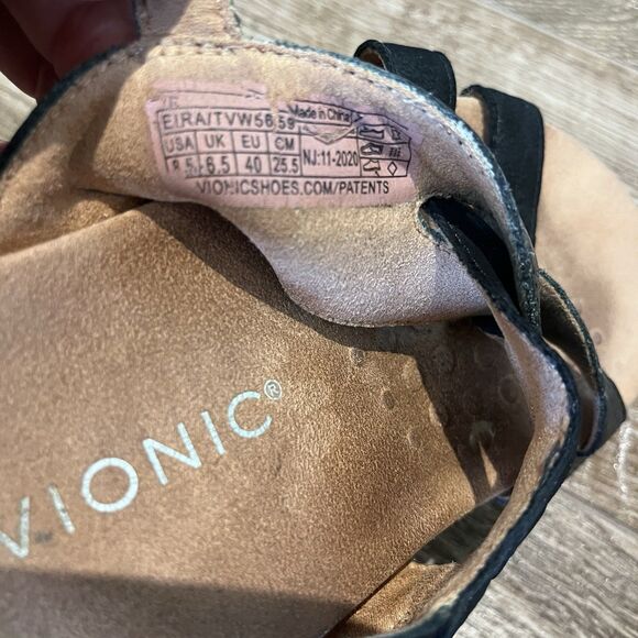 Vionic Eira Sandals Women's Black 8.5 Strappy Woven Pebble Leather Comfortable - Picture 11 of 14